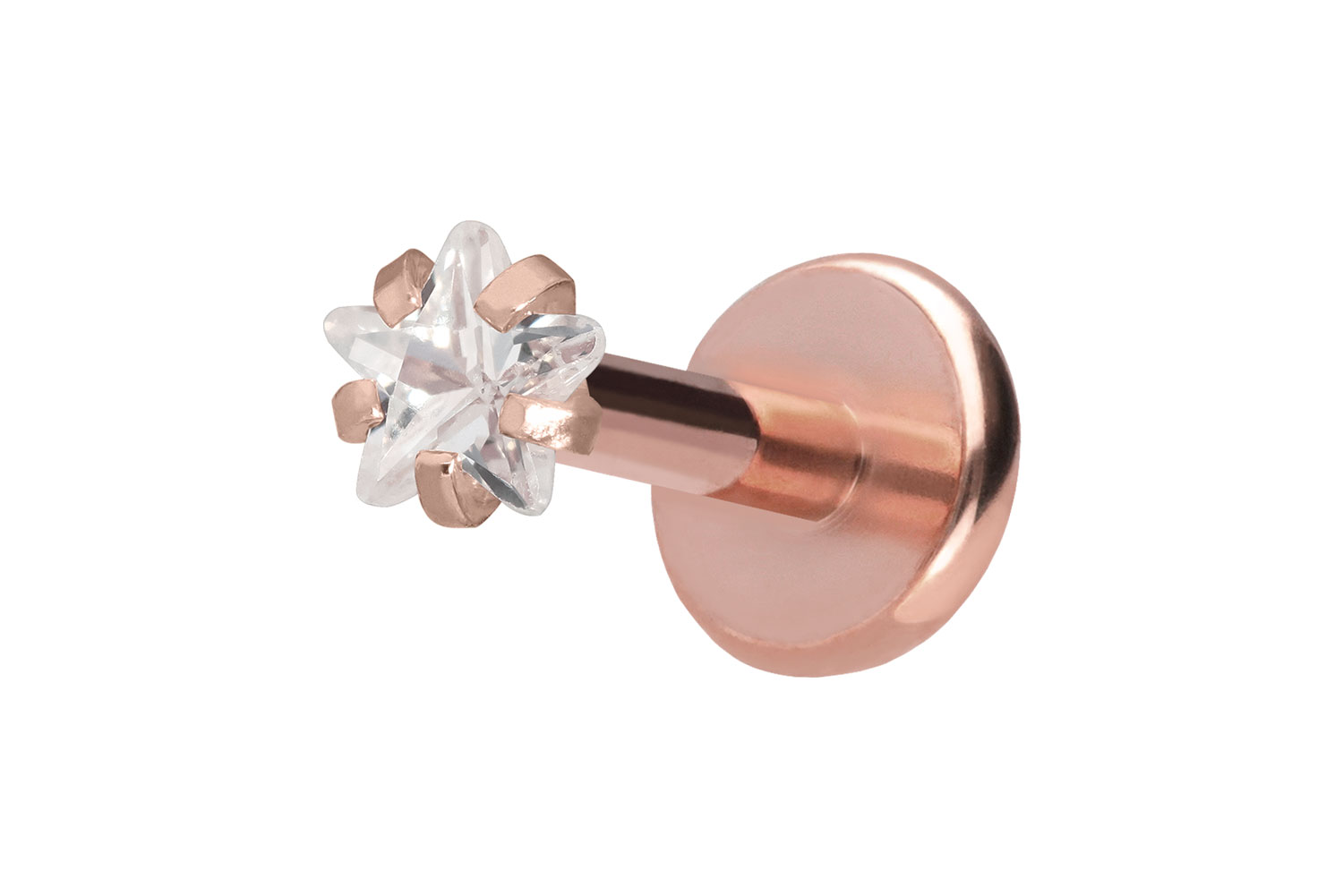 Titan Labret Piercing mit Push Fit KRISTALLSTERN